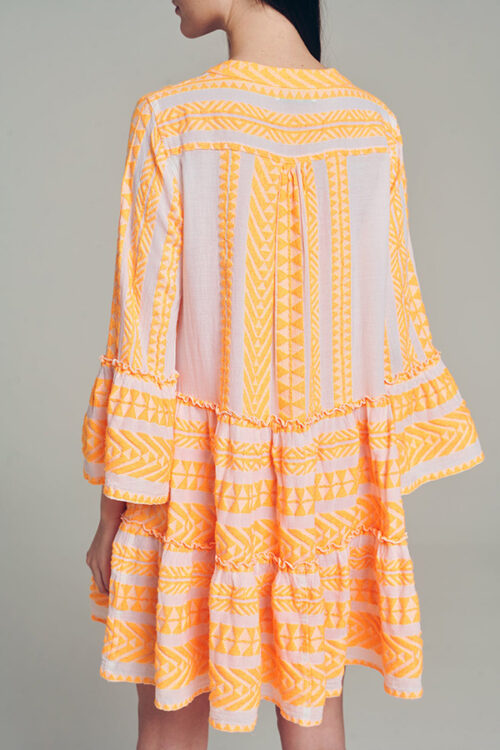 Ella dress neon orange n limewhite